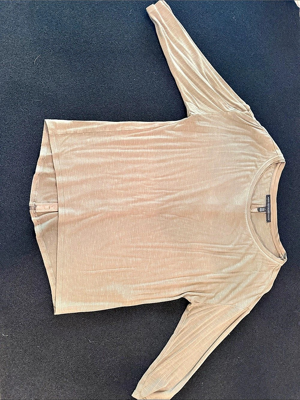 White House Black Market Long Sleeve Tee in Beige Size Small